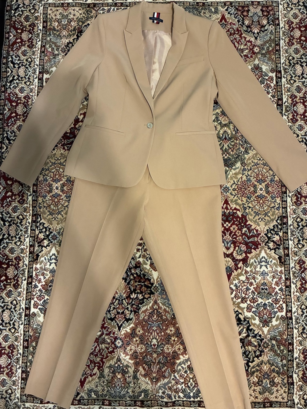 Tommy Hilfiger Beige Pants Suit Set Blazer 12 Trousers 8 NWOT